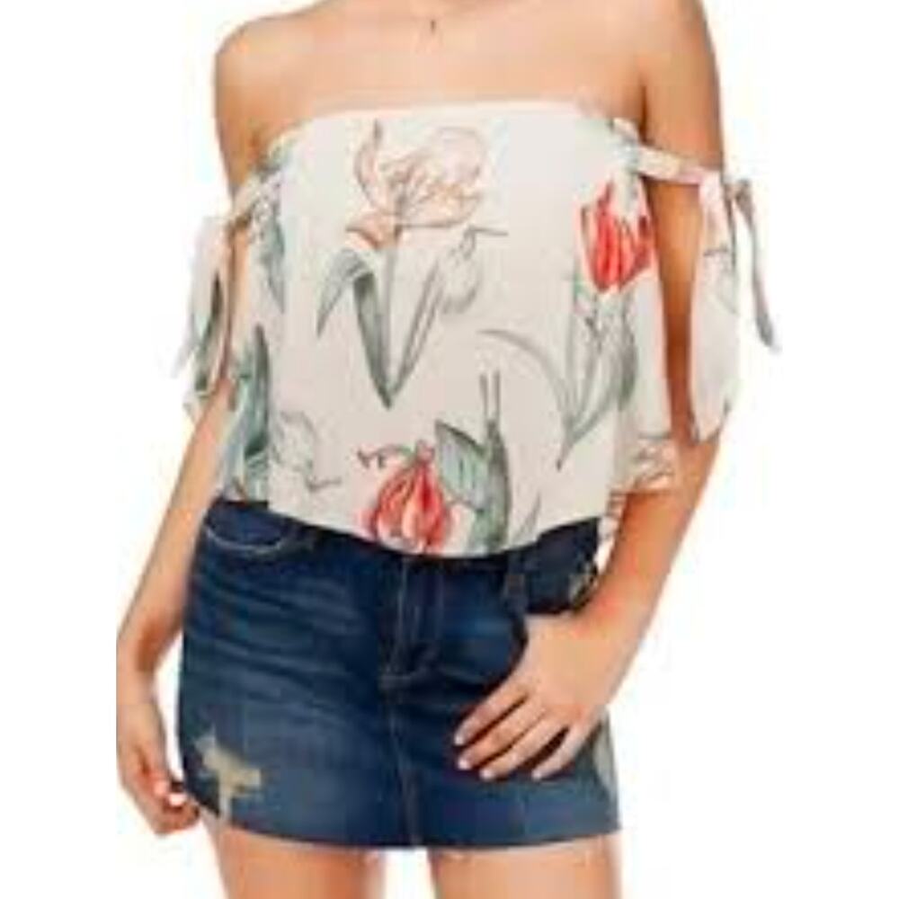 Womens Astr the Label Havana Top Size Medium Floral Off Shoulder Built in Bra
